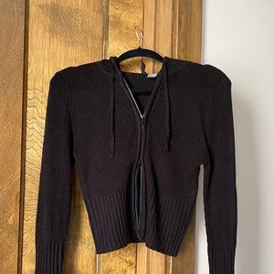 Double zip knit hoodie